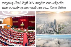 Bài viết "Đại hội Đảng XIV: Niềm tin và khát vọng phát triển" trên tờ Pasaxon. (Ảnh: Xuân Tú/TTXVN)