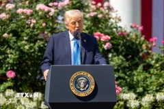 Tổng thống Mỹ Donald Trump phát biểu tại Nhà Trắng. (Ảnh: THX/TTXVN)