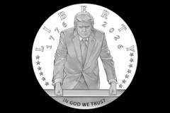 Thiết kế đồng xu vàng có hình Tổng thống Donald Trump. (Nguồn: Bộ Ngoại giao Hoa Kỳ)