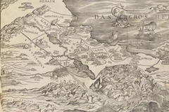 Bản đồ Đất Thánh của Lucas Cranach the Elder trong Kinh Thánh Cựu ước do Christopher Froschauer xuất bản (Zürich, 1525) tại Thư viện Wren, Trinity College, Cambridge. (Ảnh: Cambridge)