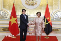 Chủ tịch nước Lương Cường hội kiến Chủ tịch Quốc hội Angola Carolina Cerqueira. (Ảnh: Lâm Khánh/TTXVN)