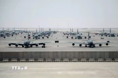 Máy bay quân sự Stratotankers KC-135 của Không lực Mỹ tại căn cứ không quân Al Udeid ở Qatar. (Ảnh: U.S. Air National Guard/TTXVN)
