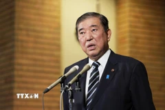 Thủ tướng Nhật Bản Shigeru Ishiba phát biểu tại thủ đô Tokyo. (Ảnh: Kyodo/TTXVN)