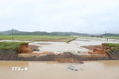 Để sớm khôi phục sản xuất cho người dân cần hoàn thành sửa chữa hệ thống kênh mương thủy lợi. (Ảnh: Tuấn Anh/TTXVN)