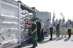 Tang vật vụ vận chuyển trái phép hàng hóa qua biên giới bị lực lượng Bộ đội biên phòng thành phố Hải Phòng phát hiện, thu giữ. (Ảnh: TTXVN phát)