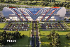 Phối cảnh depot của tuyến metro Bến Thành-Cần Giờ. (Ảnh: TTXVN phát)