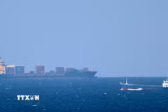 Tàu chở hàng hướng vào eo biển Hormuz. (Ảnh: AFP/TTXVN)