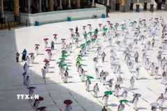 Các tín đồ Hồi giáo cầu nguyện tại Đền thờ Lớn ở thánh địa Mecca, Saudi Arabia, trong lễ hành hương Hajj. (Ảnh: THX/TTXVN)