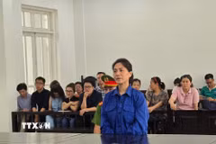 Bị cáo Nguyễn Thị Thu Hà tại phiên tòa. (Ảnh: Kim Anh/TTXVN)
