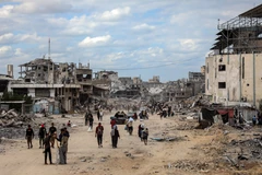 Người dân Palestine tại Dải Gaza. (Ảnh: THX/TTXVN)