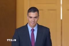 Thủ tướng Tây Ban Nha Pedro Sanchez tại thủ đô Madrid. (Ảnh: THX/TTXVN)
