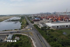Khu thương mại tự do Cái Mép Hạ hiện có 4 cảng biển và 4 cảng thủy nội địa đang hoạt động. (Ảnh: Huỳnh Sơn/TTXVN)