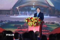 Thủ tướng Phạm Minh Chính phát biểu tại Lễ khởi công, khánh thành 250 dự án, công trình trên 34 tỉnh, thành phố trên cả nước. (Ảnh: Dương Giang/TTXVN)