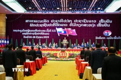 Quang cảnh lễ bế mạc Đại hội đại biểu toàn quốc lần thứ XII của Đảng Nhân dân Cách mạng Lào ngày 8/1/2026. (Ảnh: THX/TTXVN)