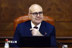 Thủ tướng Serbia Milos Vucevic tại lễ tuyên thệ nhậm chức ở Belgrade, Serbia, ngày 2/5/2024. (Ảnh: THX/TTXVN)