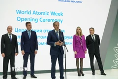 Tổng Giám đốc IAEA Rafael Grossi phát biểu tại lễ khai mạc. (Ảnh: Tâm Hằng/TTXVN)