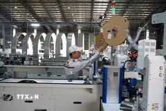 Dây chuyền sản xuất linh kiện ôtô. (Ảnh minh họa. Nguyên Lý/TTXVN)
