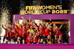 Niềm vui đăng quang vô địch World Cup nữ 2023 của các tuyển thủ Tây Ban Nha. (Ảnh: THX/TTXVN)