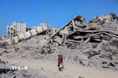 Quang cảnh tại thành phố Gaza ngày 19/10/2025. (Ảnh: THX/TTXVN)