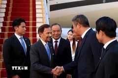 Lễ đón Quốc vương Brunei Darussalam Haji Hassanal Bolkiah tại sân bay quốc tế Nội Bài. (Ảnh: Tuấn Anh/TTXVN)
