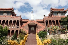 Trùng Sơn Cổ Tự tọa lạc trên núi cao tại xã Ninh Hải, có kiến trúc độc đáo, cảnh quan hài hòa với thiên nhiên. (Ảnh: Đặng Tuấn/TTXVN)
