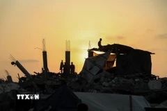 Cảnh tàn phá do xung đột tại khu vực Sheikh Radwan, Gaza. (Ảnh: THX/TTXVN)