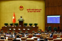 Quốc hội biểu quyết thông qua Luật Chuyển đổi số. (Ảnh: Doãn Tấn/TTXVN)