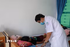 Khám cho bệnh nhân mắc sốt xuất huyết. (Ảnh minh họa. Phan Sáu/TTXVN)