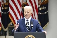 Tổng thống Mỹ Joe Biden phát biểu tại Nhà Trắng ở Washington DC.,. (Ảnh: Kyodo/TTXVN)