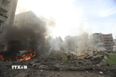 Hiện trường đổ nát sau một vụ Israel không kích phía Nam ngoại ô Beirut, Liban. (Nguồn: THX/TTXVN)