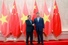 Thủ tướng Phạm Minh Chính hội kiến Tổng Bí thư, Chủ tịch nước Trung Quốc Tập Cận Bình. (Ảnh: Dương Giang/TTXVN)