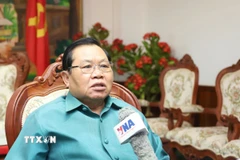 Thượng tướng Sengnouane Xayalath, Chủ tịch Trung ương Hiệp hội Cựu chiến binh Lào, trả lời phỏng vấn của TTXVN. (Ảnh: Xuân Tú/TTXVN)