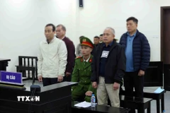 Các bị cáo tại phiên tòa xét xử. (Ảnh: Phạm Kiên/TTXVN)