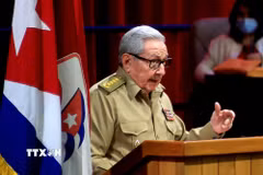 Đại tướng Raúl Castro Ruz phát biểu trong phiên khai mạc Đại hội Đảng Cộng sản Cuba ở La Habana, ngày 16/4/2021. (Ảnh: AFP/TTXVN)