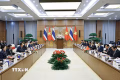 Chủ tịch Quốc hội Trần Thanh Mẫn hội kiến Thủ tướng Thái Lan Anutin Charnvirakul thăm chính thức Việt Nam và tham dự Diễn đàn Tương lai ASEAN lần thứ ba. (Ảnh: Doãn Tấn/TTXVN)