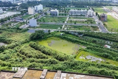 Dự án Khu đô thị mới STK An Bình của Công ty Cổ phần đầu tư STK tại phường An Bình, thành phố Cần Thơ, nhìn từ trên cao. (Ảnh: Thanh Liêm/TTXVN)