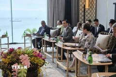 Bộ trưởng Ngoại giao Lê Hoài Trung (thứ 2, trái sang) tham dự phiên họp. (Ảnh: Việt Dũng/TTXVN)