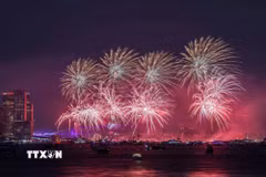 Màn trình diễn pháo hoa mừng Quốc khánh Mỹ tại New York ngày 4/7/2026. (Ảnh: THX/TTXVN phát)
