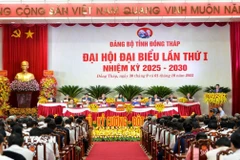 Quang cảnh Đại hội đại biểu Đảng bộ tỉnh Đồng Tháp lần thứ nhất, nhiệm kỳ 2025-2030. Ảnh: Hữu Chí – TTXVN