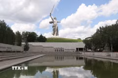 Quang cảnh Khu tưởng niệm Đồi Mamaev ở thành phố Volgograd, Liên bang Nga. (Ảnh: Quang Vinh/TTXVN)