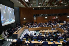 Toàn cảnh Hội nghị quốc tế của Liên hợp quốc về xung đột Israel-Palestine, do Pháp và Saudi Arabia đồng chủ trì, tại New York, Mỹ ngày 28/7/2025. (Ảnh: AA/TTXVN)