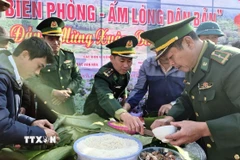 Lễ hội “Bánh chưng xanh” lan tỏa không khí đặc trưng của ngày Tết cổ truyền của dân tộc. (Ảnh: TTXVN phát)