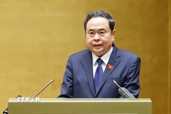 Chủ tịch Quốc hội Trần Thanh Mẫn, Chủ tịch Hội đồng Bầu cử Quốc gia phát biểu khai mạc Hội nghị. (Ảnh: Doãn Tấn/TTXVN)