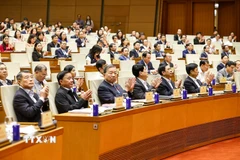 Tổng Bí thư Tô Lâm, Chủ tịch nước Lương Cường cùng các đồng chí lãnh đạo Đảng, Nhà nước và đại biểu dự hội nghị. (Ảnh: Doãn Tấn/TTXVN)