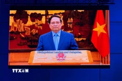 Thủ tướng Chính phủ Phạm Minh Chính gửi thông điệp tới hội nghị. (Ảnh: TTXVN phát)