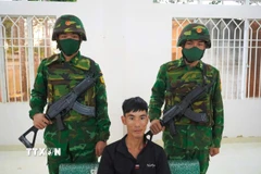 Đối tượng được xác định là Trần Đình Sâm (sinh năm 1990, trú tại xã Định Quán, tỉnh Đồng Nai) bị cơ quan chức năng tạm giữ. (Ảnh: TTXVN phát)