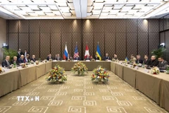 Quang cảnh vòng đàm phán 3 bên giữa Nga, Mỹ và Ukraine tại Geneva, Thụy Sĩ, ngày 17/2/2026. (Ảnh: THX/TTXVN)