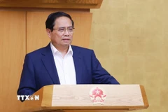 Thủ tướng Phạm Minh Chính chủ trì Phiên họp Chính phủ chuyên đề về xây dựng pháp luật tháng 5 năm 2025. (Ảnh: Dương Giang/TTXVN)