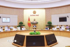 Thủ tướng Phạm Minh Chính chủ trì Phiên họp Chính phủ chuyên đề về xây dựng pháp luật tháng 5 năm 2025. (Ảnh: Dương Giang/TTXVN)