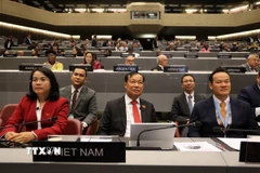 Chủ nhiệm Ủy ban Quốc phòng, An ninh và Đối ngoại, Thượng tướng Lê Tấn Tới cùng đoàn Việt Nam tham dự hội nghị. (Ảnh: Anh Hiển/TTXVN)